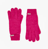 Joules ROSA Womens Gloves Pink front view, stylish and warm, made from recycled materials.