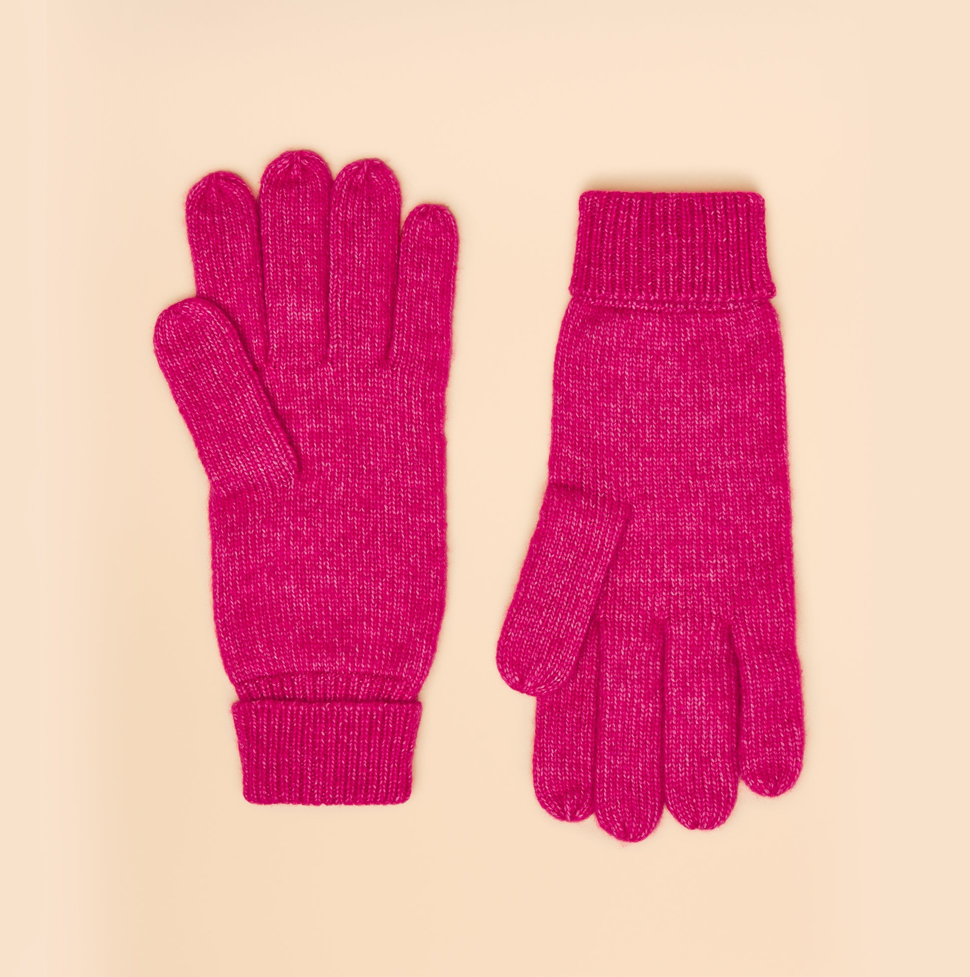 Joules ROSA Womens Gloves Pink front view showcasing vibrant pink color and ribbed cuffs.