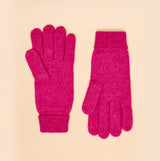 Joules ROSA Womens Gloves Pink front view showcasing vibrant pink color and ribbed cuffs.