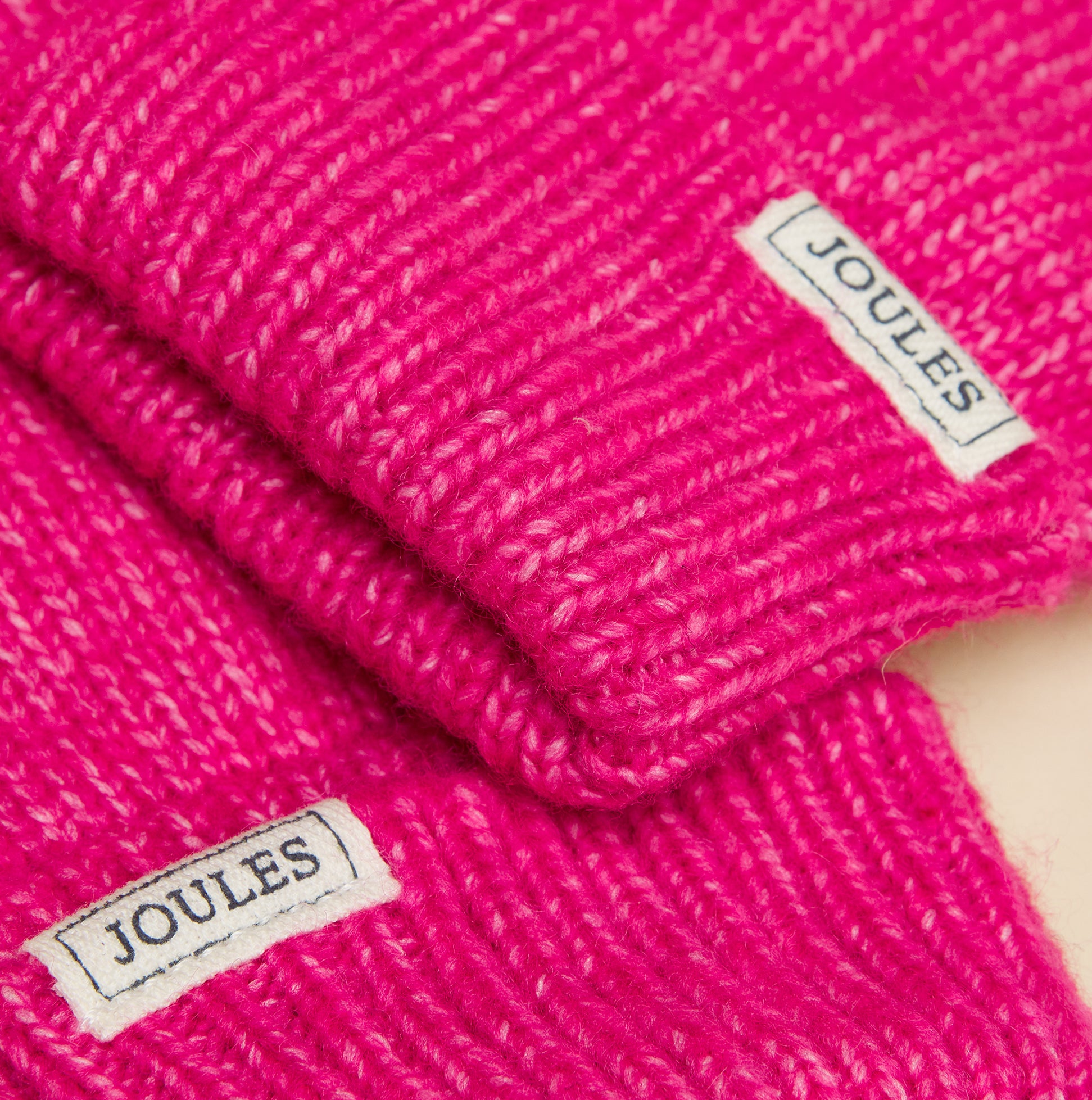 Joules ROSA Womens Gloves Pink detail view showing fabric texture and brand labels.
