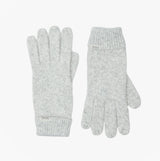 Joules ROSA Womens Gloves Grey front view showing soft texture and ribbed cuffs, crafted from recycled materials.