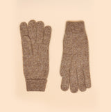Joules ROSA Womens Gloves Oatmeal front view, showing the warm brown texture with ribbed cuffs.
