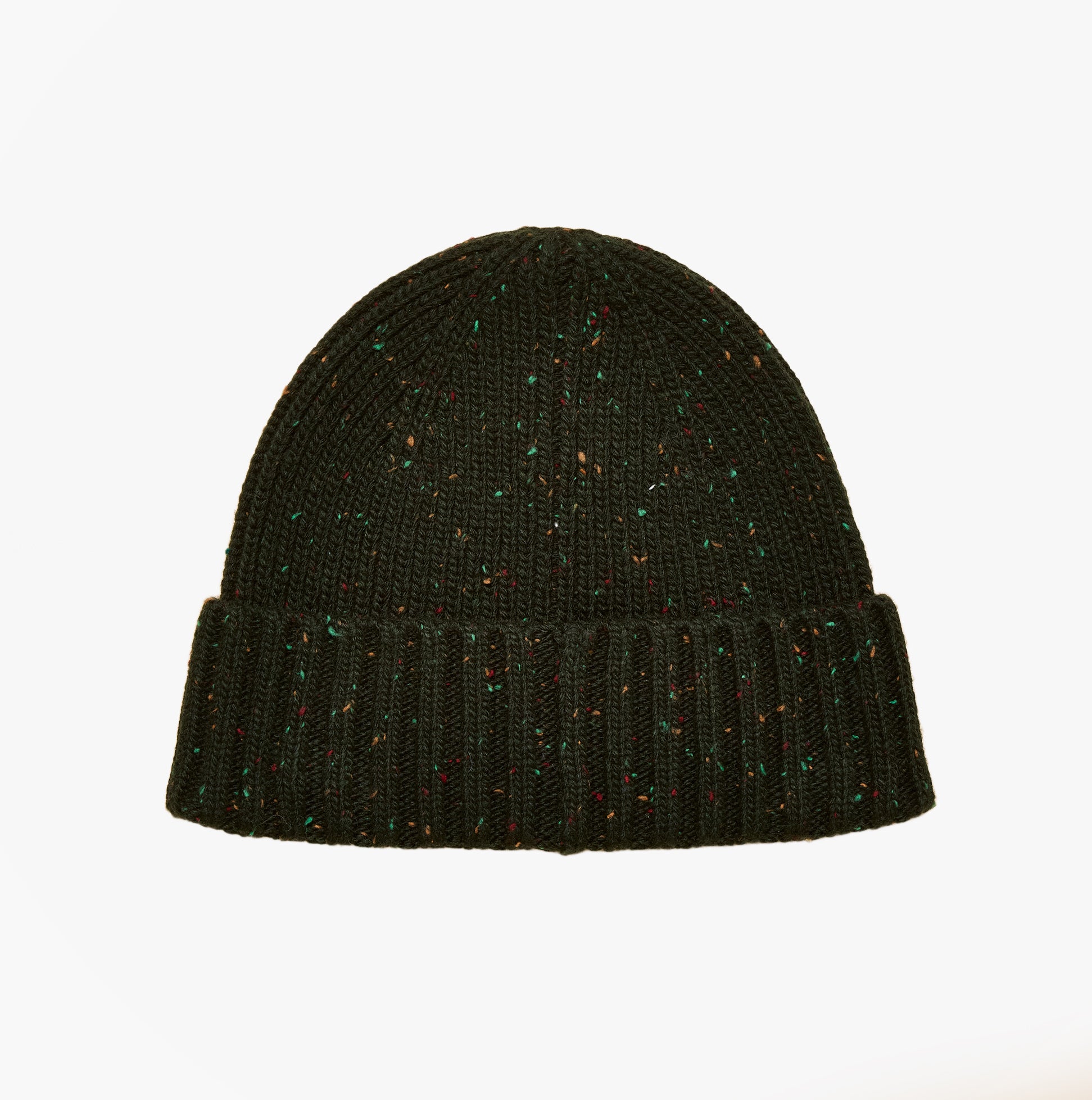 Joules HAMMOND Mens Beanie Green front view showcasing a textured knit design and speckled accents.