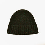 Joules HAMMOND Mens Beanie Green front view showcasing a textured knit design and speckled accents.