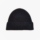 Joules HAMMOND Mens Beanie Navy top view showcasing knit texture and colorful specks