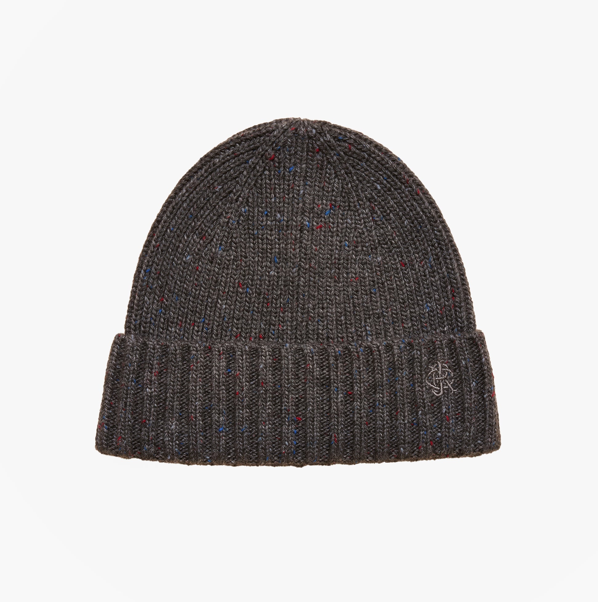 Joules HAMMOND Mens Beanie Grey top view showcasing classic design and knit texture.