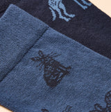 Joules KINGSBURY Mens Socks Blue detail view, showcasing the fabric texture and pattern of the socks.