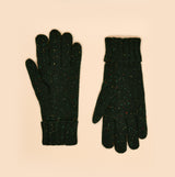 Joules HAMMOND Mens Gloves Green front view, showcasing textured knit design and ribbed cuffs.