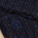 Joules HAMMOND Mens Gloves Navy detail view showing knit texture and logo