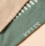 Joules EVERYDAY Womens Socks Khaki/Stone detail view showcasing the fabric and logo design in khaki and stone colors.