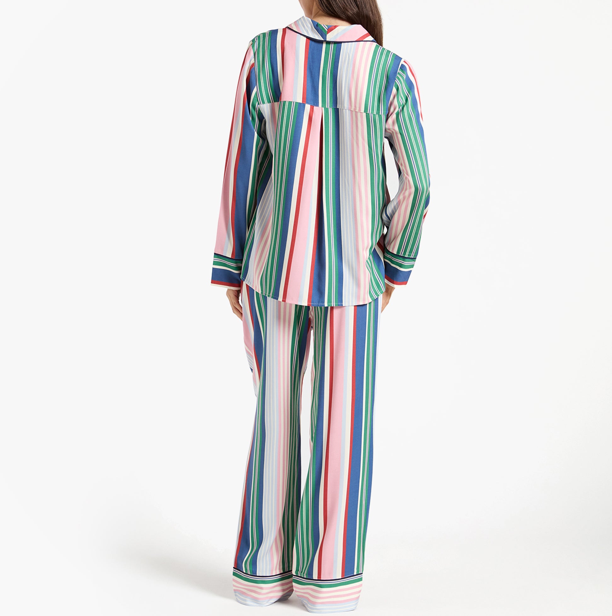 Joules ALMA Womens Pyjama Set Multi back view showcasing multi-colored striped design.