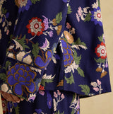 Joules ALMA Womens Pyjama Set Navy Floral detail view of floral sleeve pattern