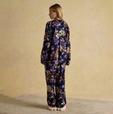 Joules ALMA Womens Pyjama Set Navy Floral rear view featuring floral design in vibrant colors.