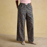 Joules STELLA Womens Pyjama Bottoms Navy/Pink side view featuring floral design and relaxed fit.