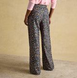 Joules STELLA Womens Pyjama Bottoms Navy/Pink back view showcasing floral pattern and relaxed fit.
