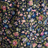 Joules STELLA Womens Pyjama Bottoms Navy/Pink fabric detail view featuring floral pattern.