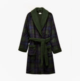 Joules MONTAGUE Mens Robe Green/Navy front view showcasing long sleeves and cozy material.