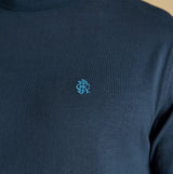 Joules RUGBY CLUB TEE Mens T-Shirt Navy detail view showcasing logo on chest.