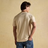 Joules RUGBY CLUB TEE Mens T-Shirt Cream back view showcasing the relaxed fit and soft cotton fabric.