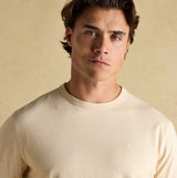 Joules RUGBY CLUB TEE Mens T-Shirt Cream front view on model with neutral background.