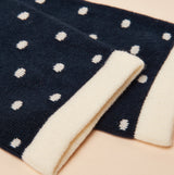 Joules EVERYDAY Womens Socks Navy/Oatmeal detail view showcasing polka dots and cuff design.