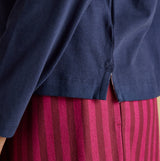 Joules JERSEY Pyjama Top Womens Sweatshirts Navy detail view showing back hem and fabric texture.