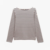Joules HARBOUR Boat Neck 100% Cotton Breton Top Cream/Navy Stripe front view