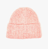 Joules CAVERSHAM Womens Beanie Pink front view, soft texture, ribbed design, ideal winter accessory.