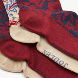 Joules EVERYDAY 2-Pack Womens Socks Neutral Demask detailed view showing burgundy and neutral patterns.