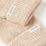 Joules CAVERSHAM Womens Gloves Oat detail view showing soft texture and branding labels.
