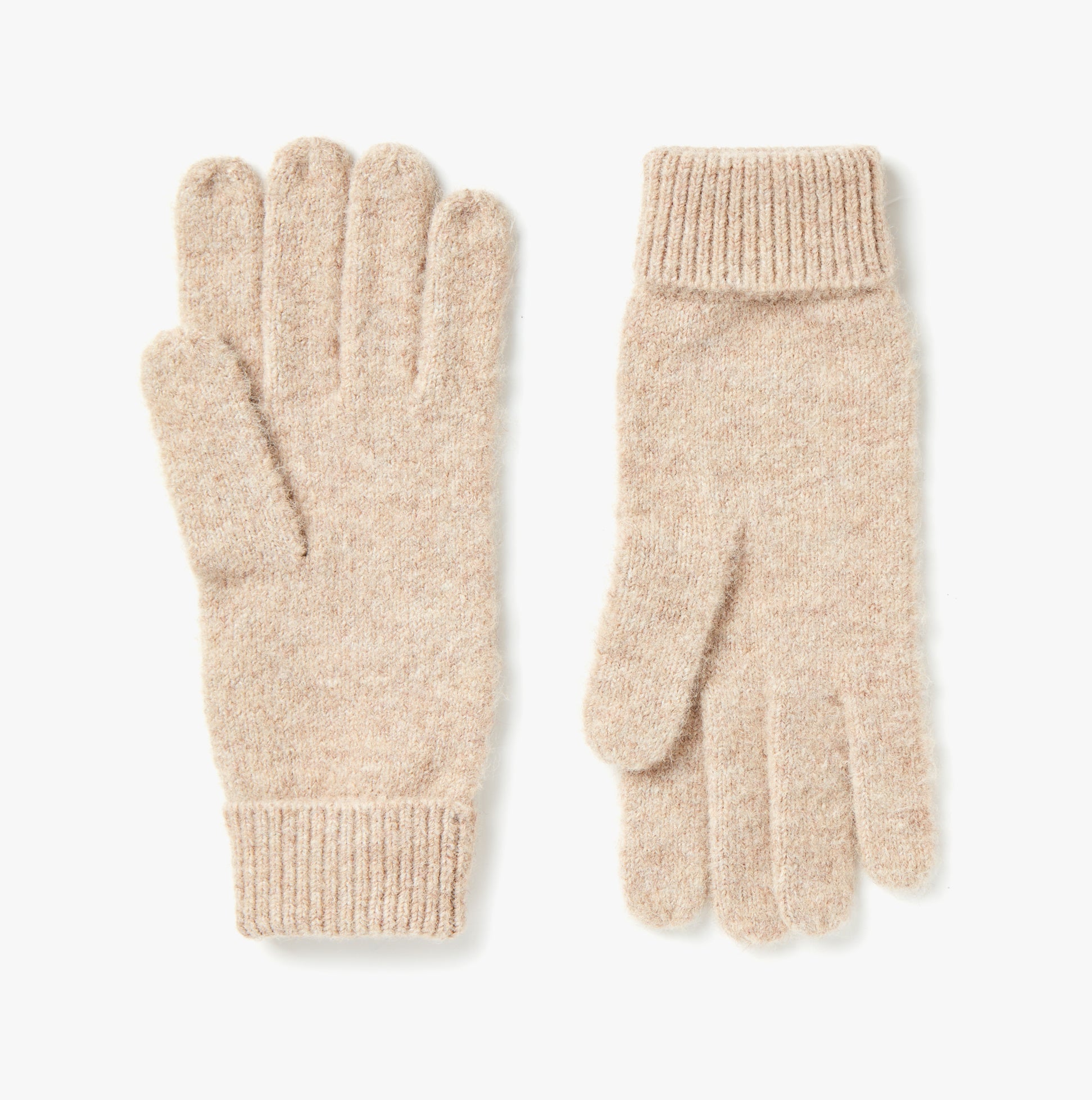 Joules CAVERSHAM Womens Gloves Oat front view showcasing a pair of soft, warm gloves in oat color.