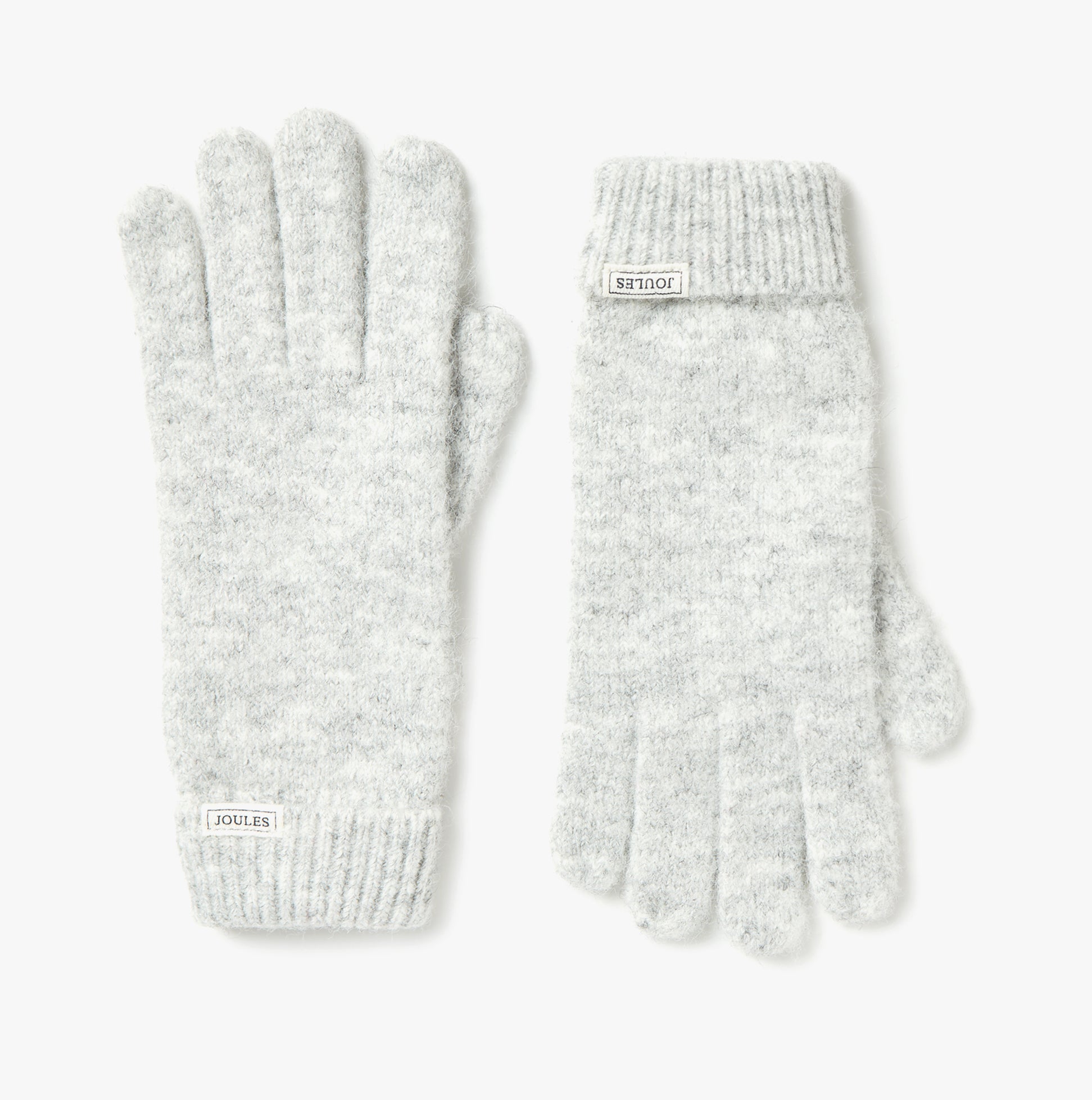 Joules CAVERSHAM Womens Gloves Grey front view soft material with logo detail.