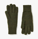 Joules BERWICK Mens Gloves Green front view showing soft knit material and ribbed cuffs.