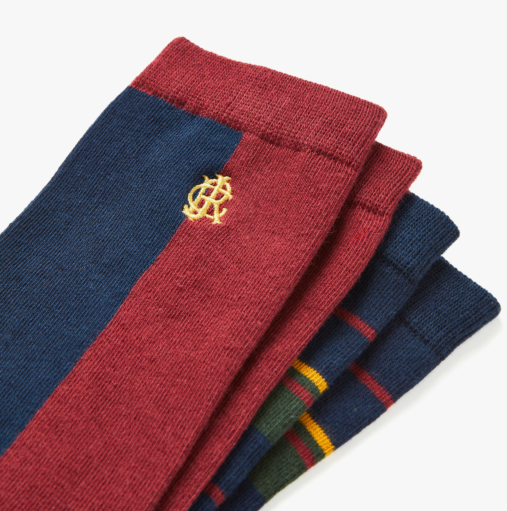 Joules KINGSBURY 2-Pack Mens Socks Harlequinn detail view showcasing color patterns and logo embroidery.