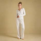 Joules POINTELLE Ladies Pyjama Set Cream Skiers