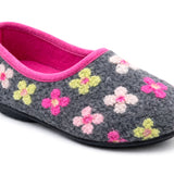 Sleepers GRACIE Womens Knitted Full Slippers Grey Multi