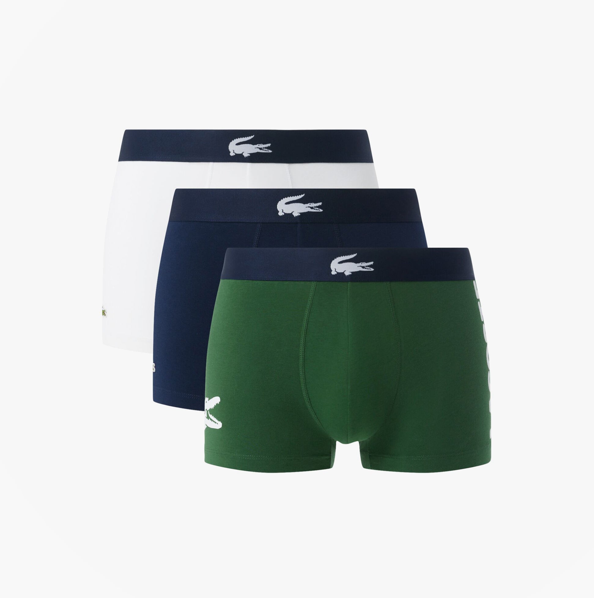 Lacoste 3 Pack Trunks Mens Trunks Thyme/Navy Blue/White