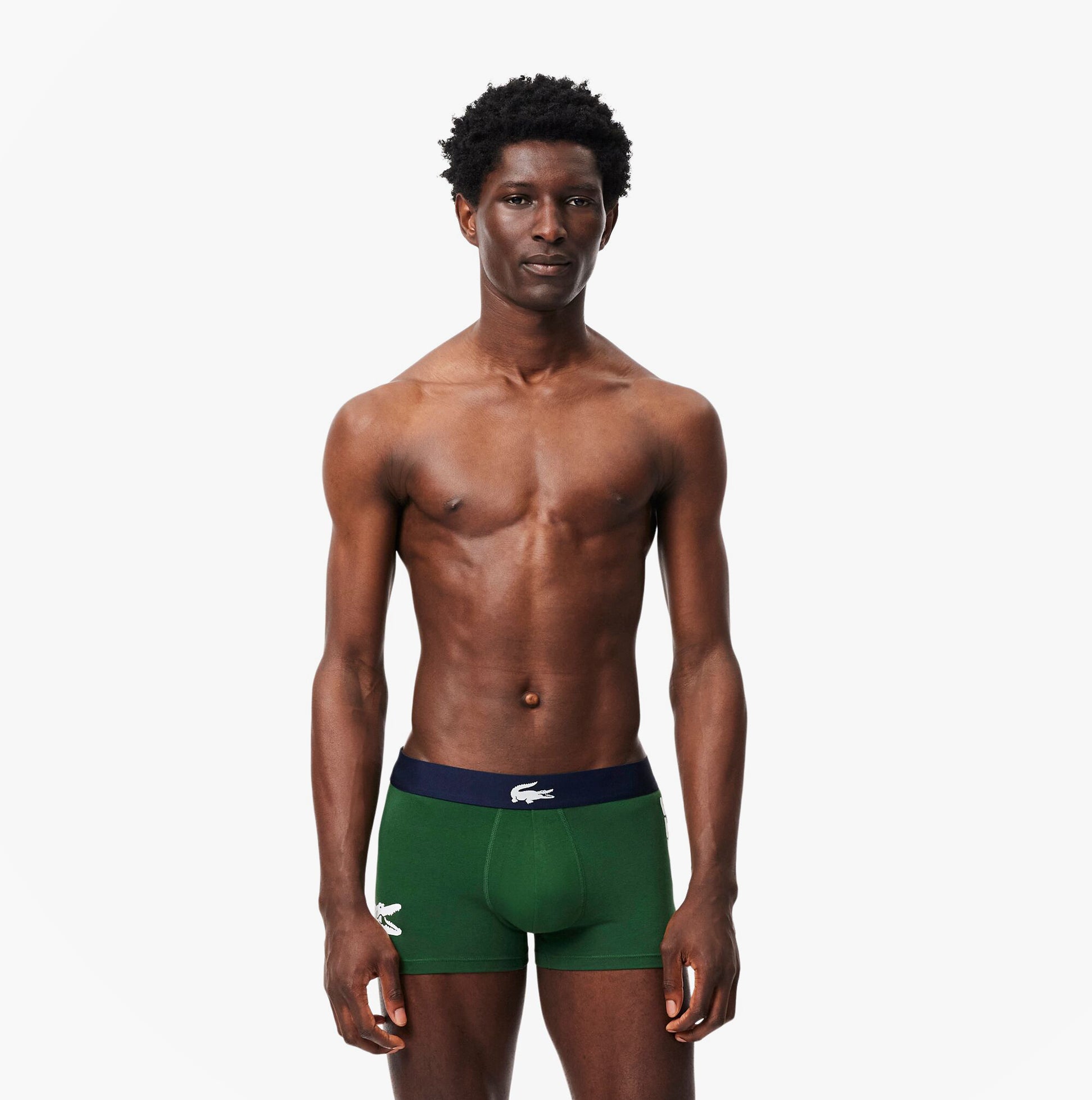 Lacoste 3 Pack Trunks Mens Trunks Thyme/Navy Blue/White