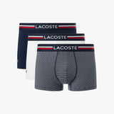 Lacoste 3 Pack Trunks Mens Trunks Navy Blue/White