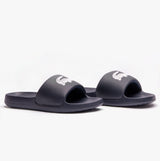 Lacoste SERVE Mens Sliders Navy/White side view showing slip-on design and lightweight synthetic material