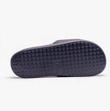Lacoste SERVE Mens Sliders Navy/White bottom view showcasing synthetic sole design and texture.