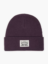 Levi's BACKPATCH BEANIE Womens Dark Purple top view showing soft knit fabric and logo patch