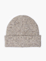 Levi's BACKPATCH BEANIE Mens Ecru top view showing the soft knit design and rolled cuff.