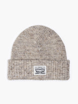 Levi's BACKPATCH BEANIE Mens Ecru top view showcasing soft, comfortable cotton material with logo detail.