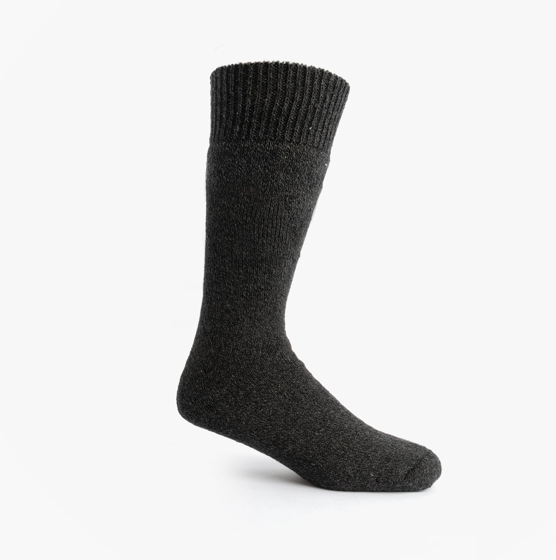 Mud Dogs Mens Welly Boot Socks Black side view showing the wool blend material and ribbed cuff design.