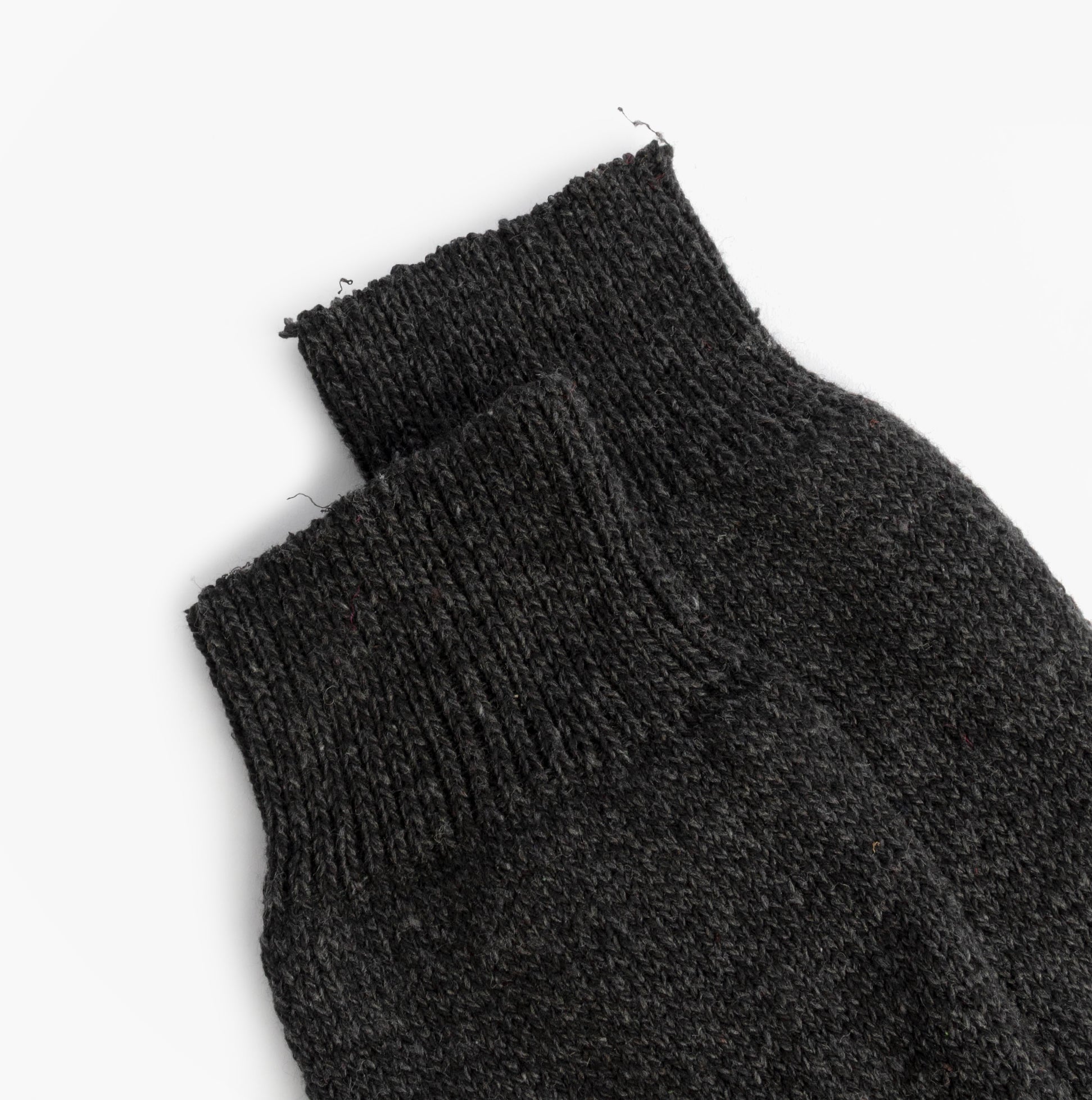 Mud Dogs Mens Welly Boot Socks Black detail view showing the top of the wool blend sock cuffs.