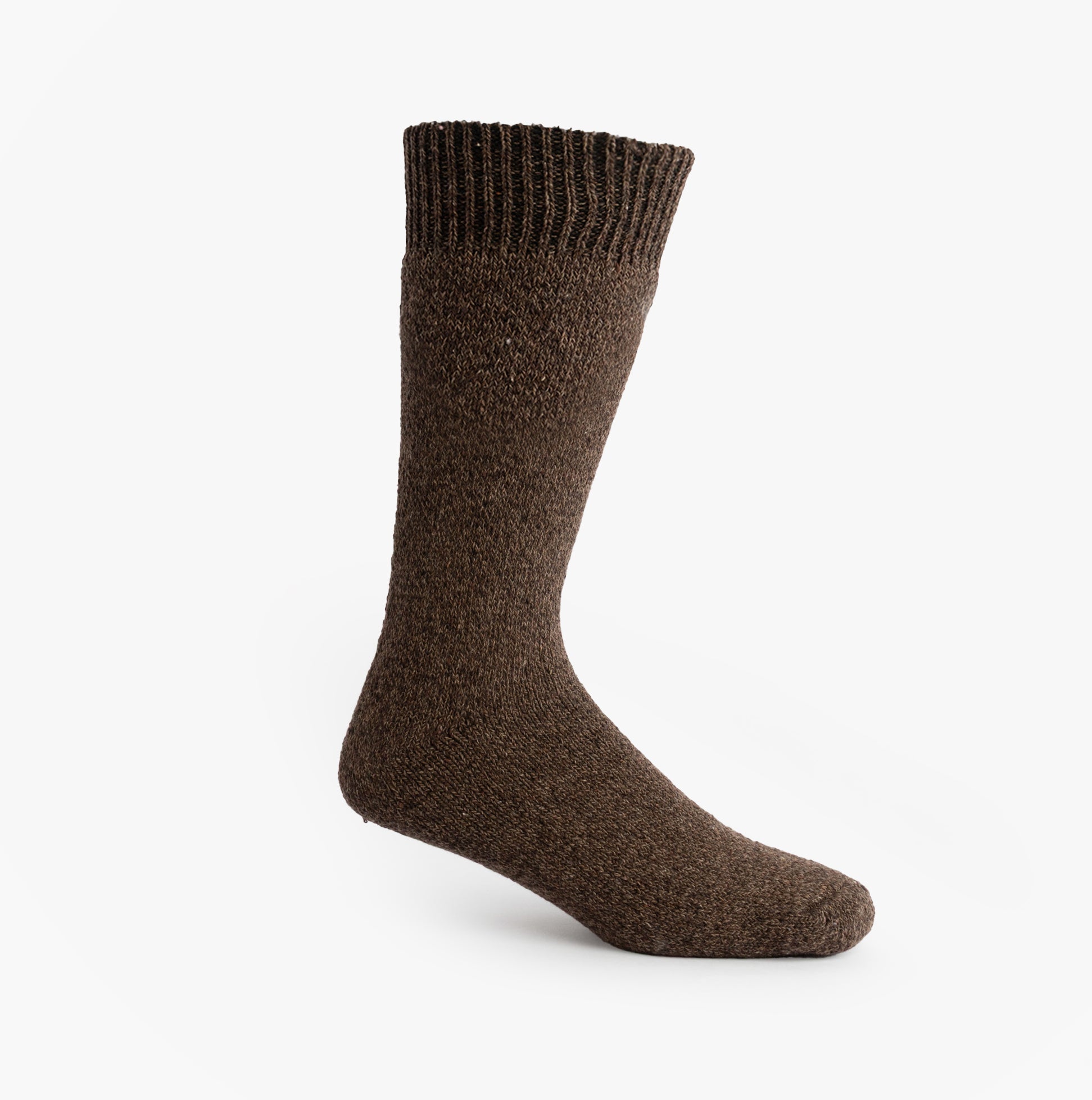 Mud Dogs Mens Welly Boot Socks Brown side view of a single brown wool blend sock.