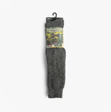 Mud Dogs Mens Welly Boot Socks Grey front view showing wool blend material and packaging details.