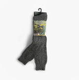 Mud Dogs Mens Welly Boot Socks Grey front view showing wool blend material and packaging.