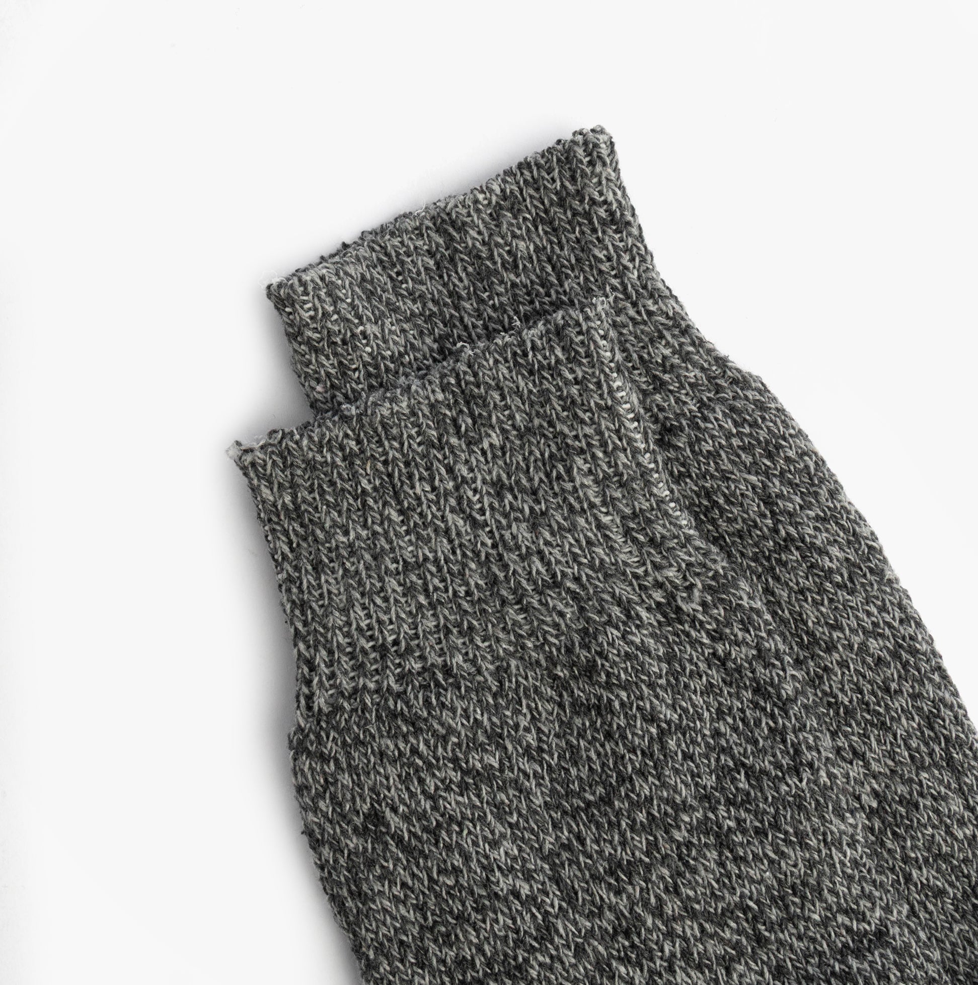 Mud Dogs Mens Welly Boot Socks Grey detail view showcasing the top cuffs of the wool blend socks.